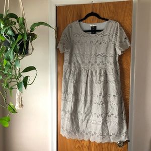 Gray Eyelet Lace Dress